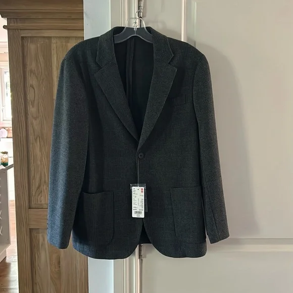 NWT Uniqlo grey comfort 2b jacket plaid xs - Picture 2 of 13